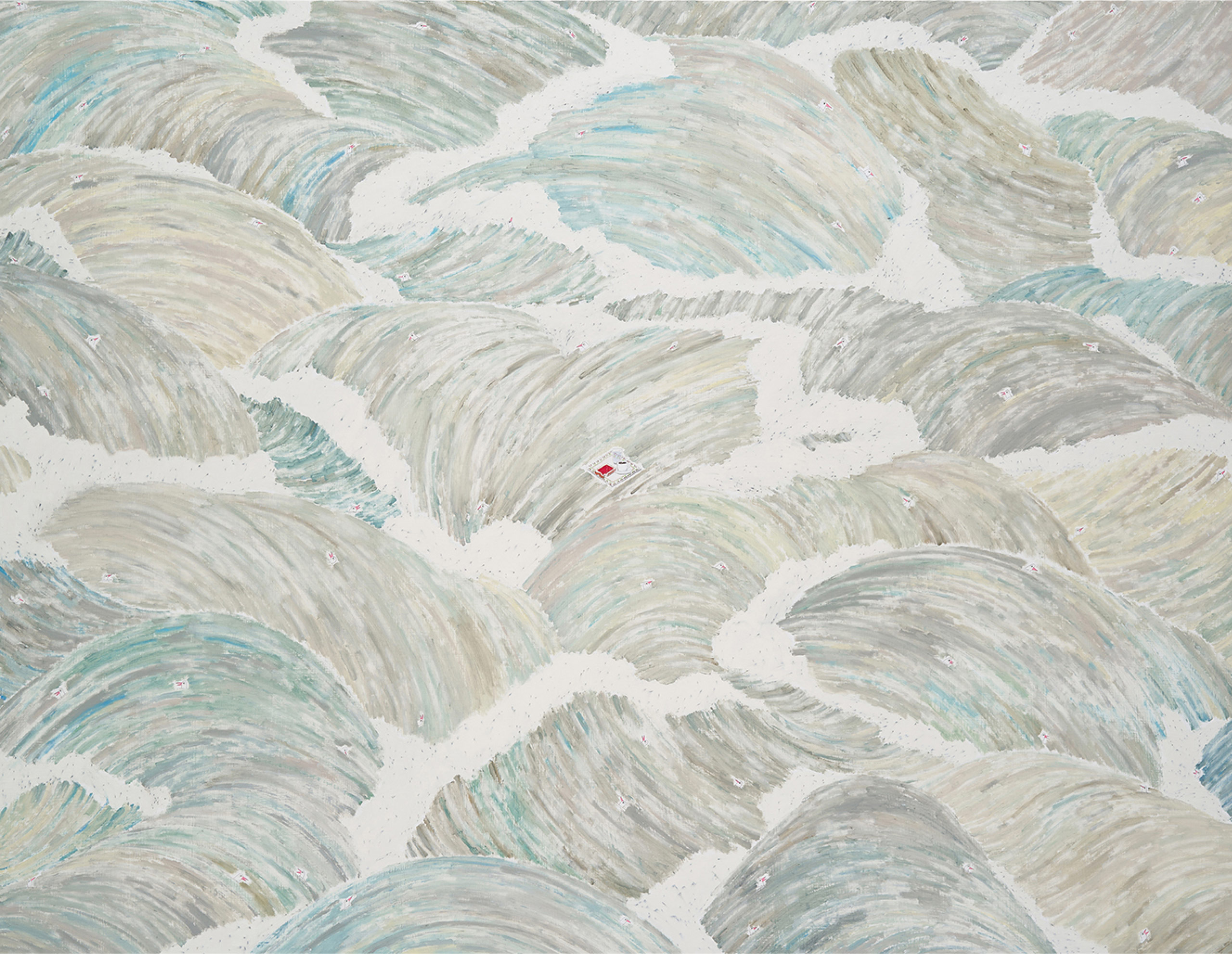 12_위기의-아침식사,-2021,-캔버스에-유채,-색연필,-볼펜,-112_고니.1x145-1_고니