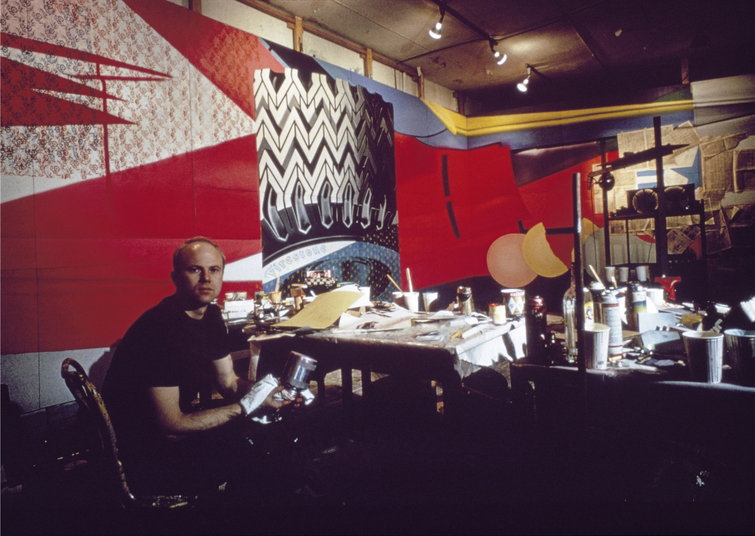 3.James Rosenquist with F-111 in studio_from 35mm slide