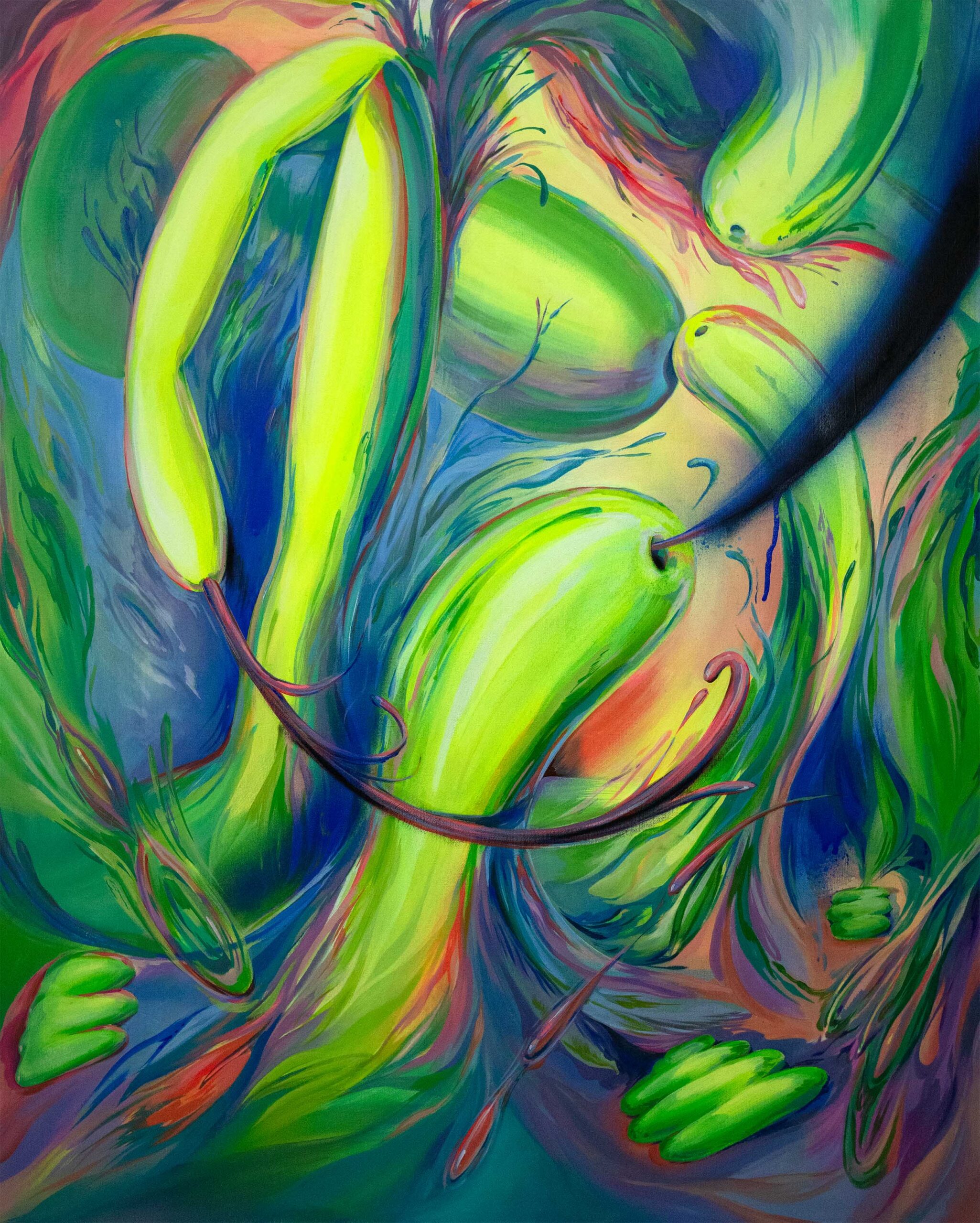 PONG! 1_ 퐁!1_Pastel, Spray, Acrylic on Canvas_91x73cm_2023 복사